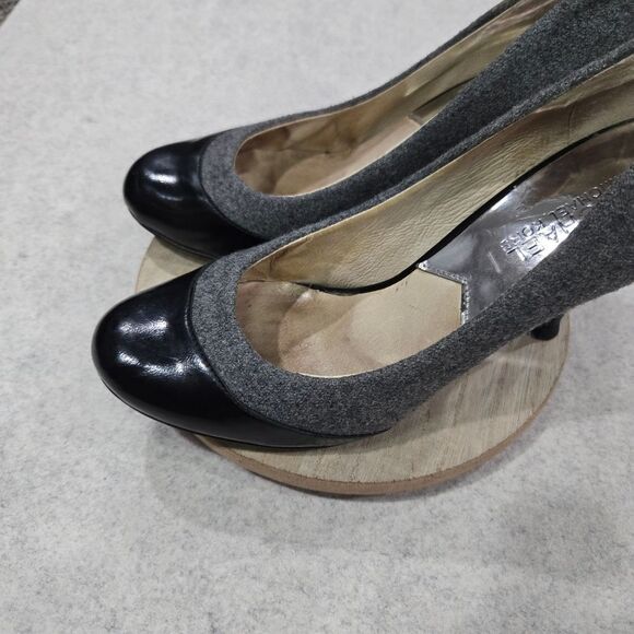 🐢 Michael Kors Presseley Cap Toe Flannel Stiletto Heel Pump Size 6.5 - Picture 9 of 13